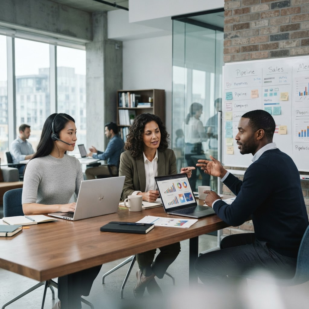 Sales team comparing audience-informed directions